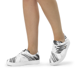 Women's Premium White Black Stripes Lace-Up Canvas Shoes TRONFORM 2024 Winter Collection - TRONFORM